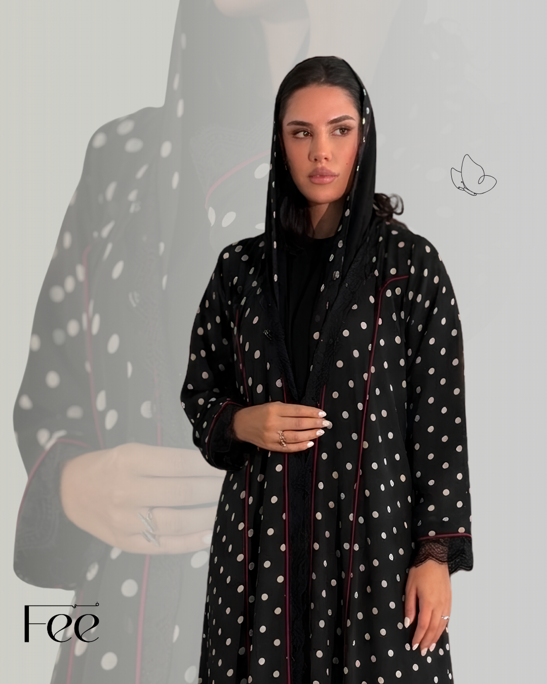 Burgundy  Chiffon Abaya