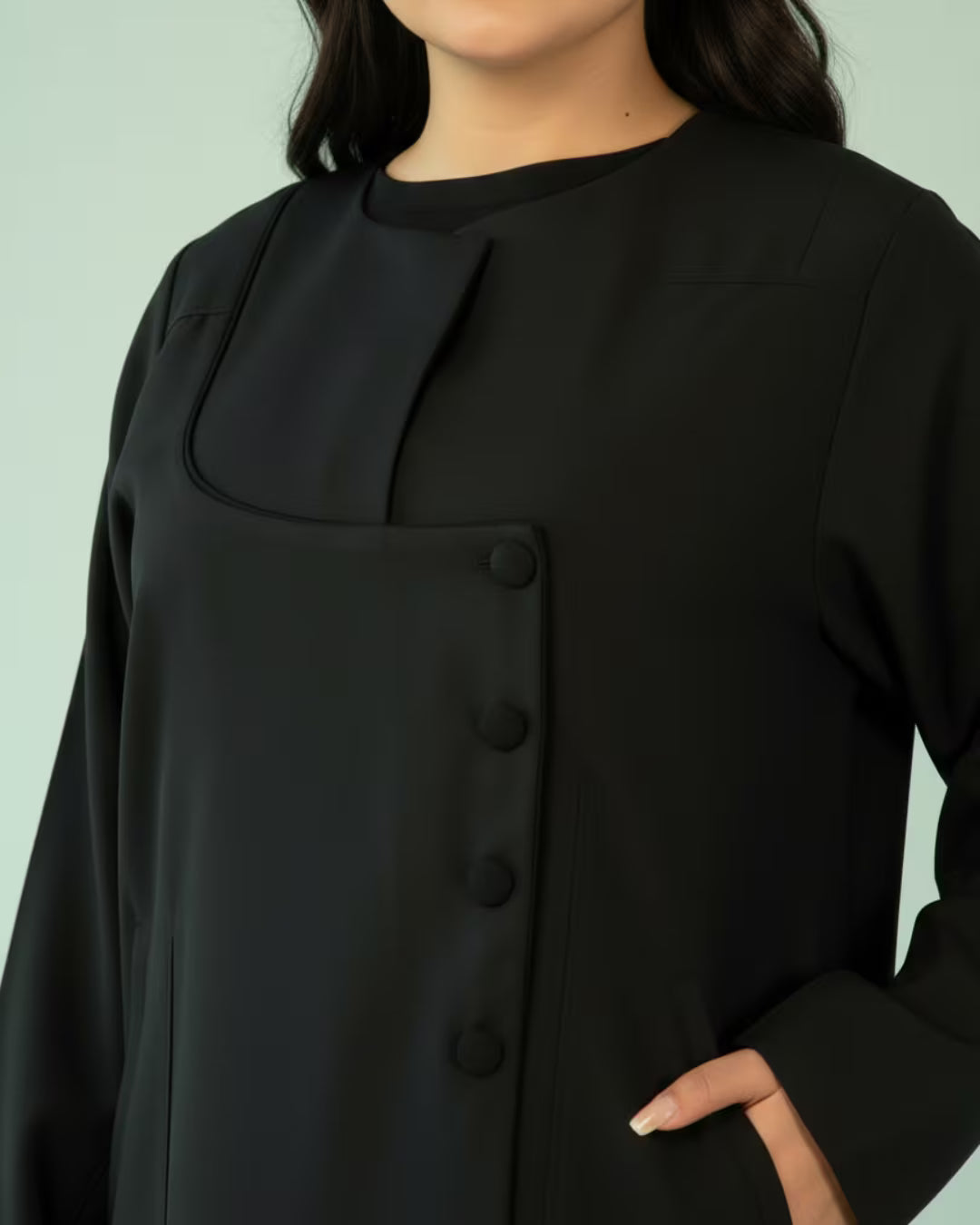 FEE Black Structured Button Abaya