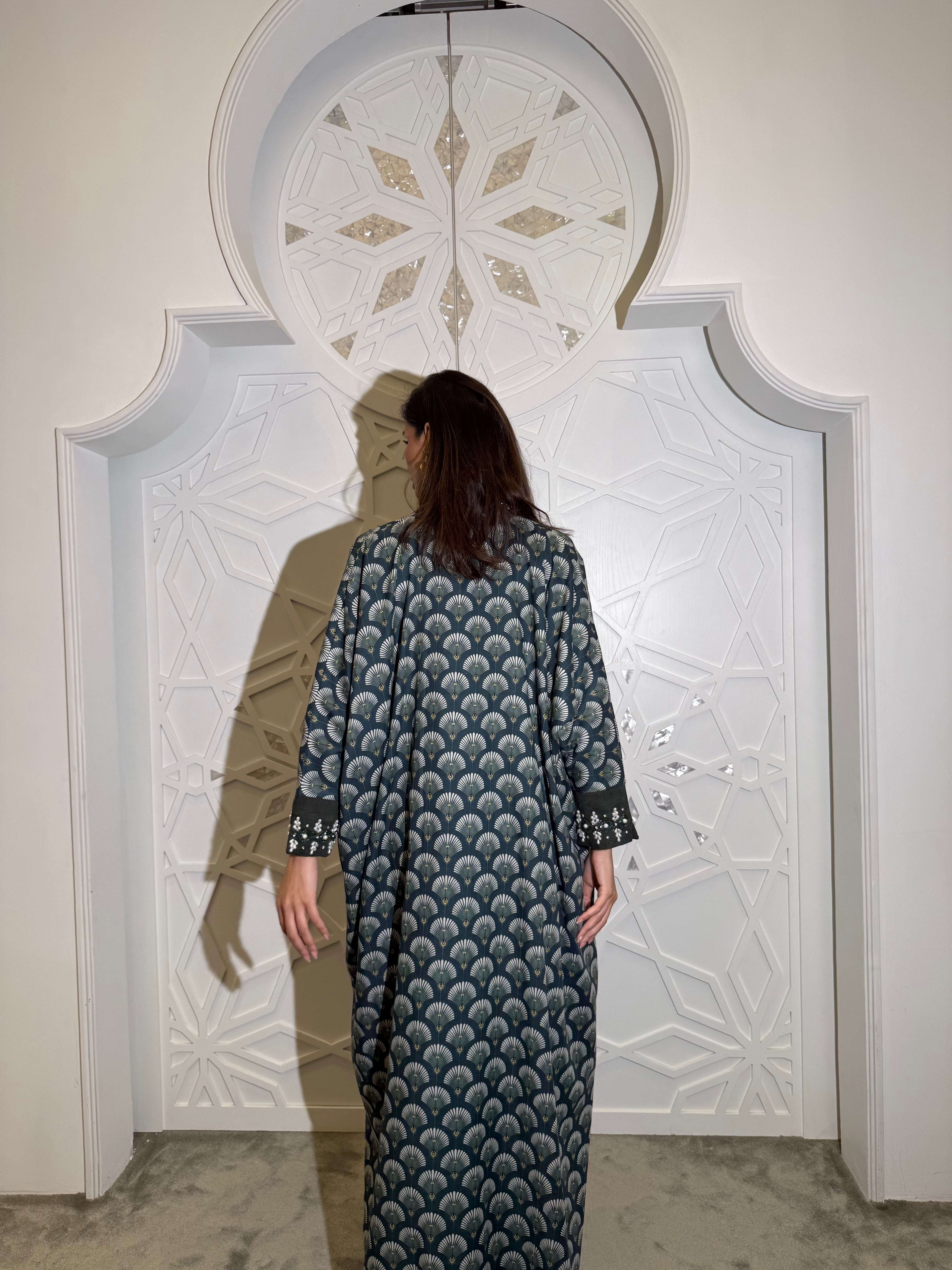 Ramadan jalabiya with beadwork and embroidery