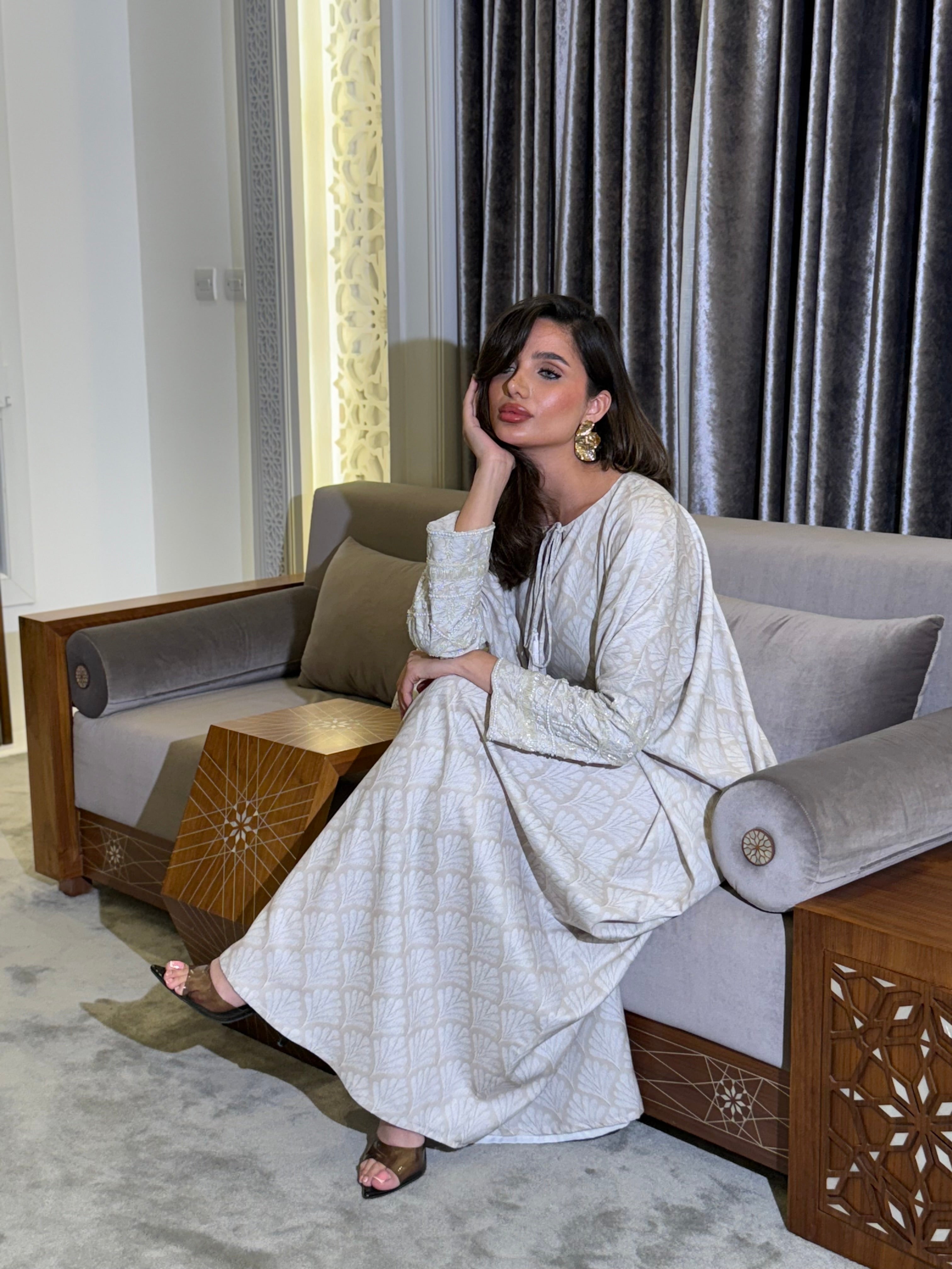 Ramadan jalabiya with beadwork and embroidery