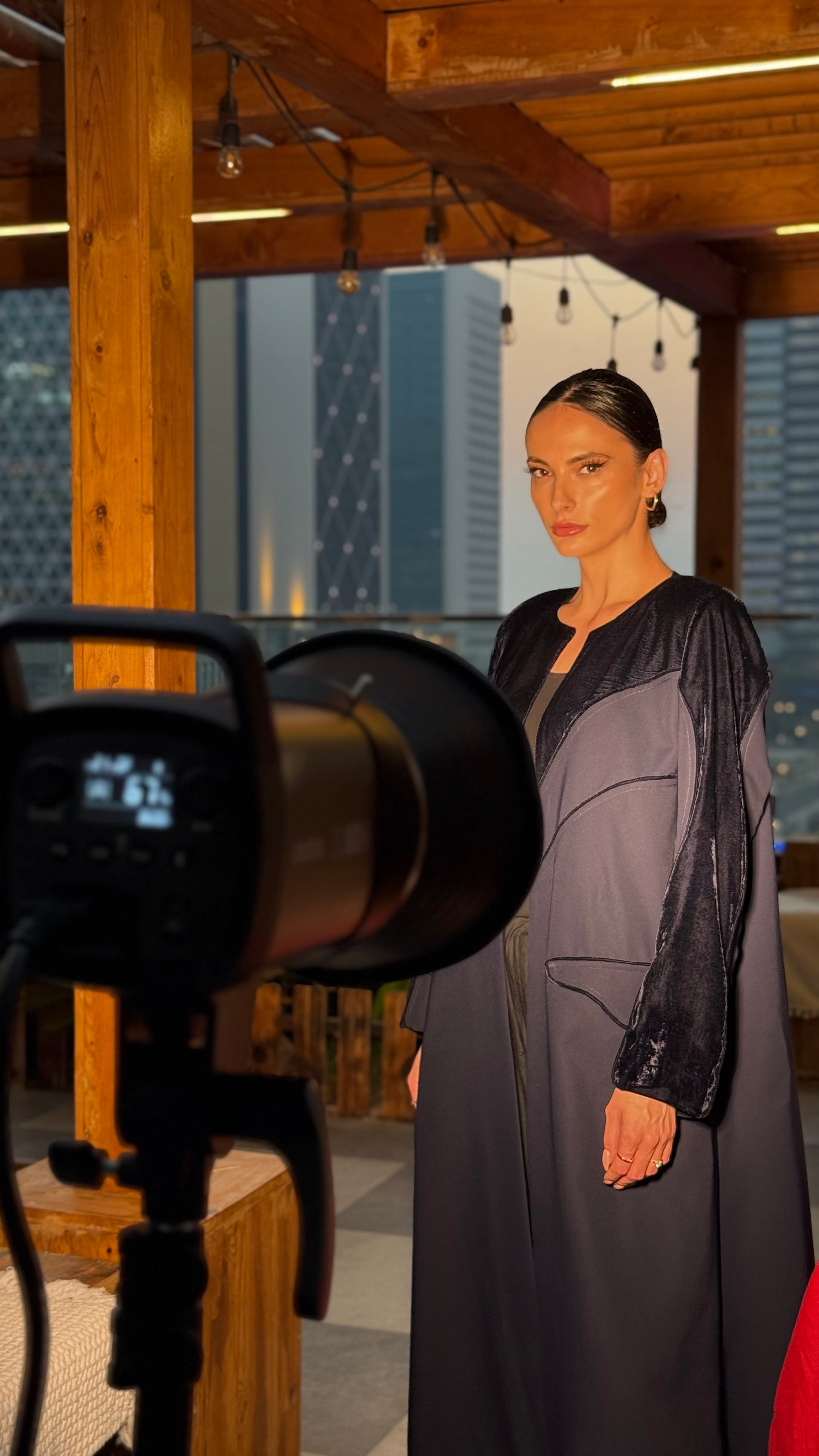 Fully padded blazer with shoulder pads, striped velvet with heavy crepe