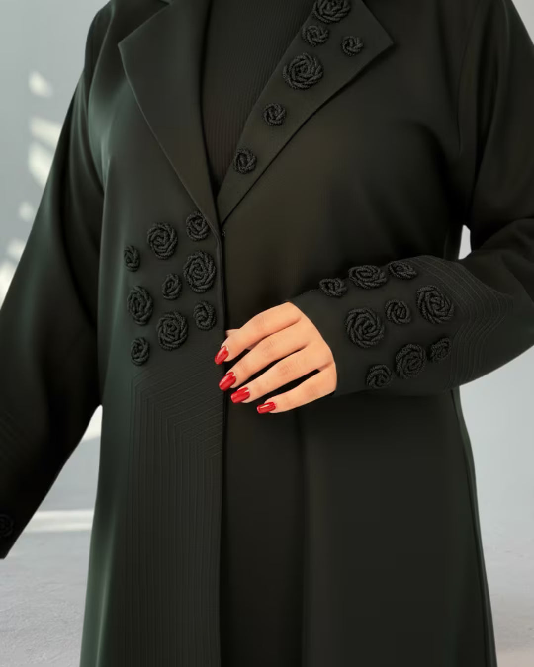 FEE Black Floral Appliqué Abaya