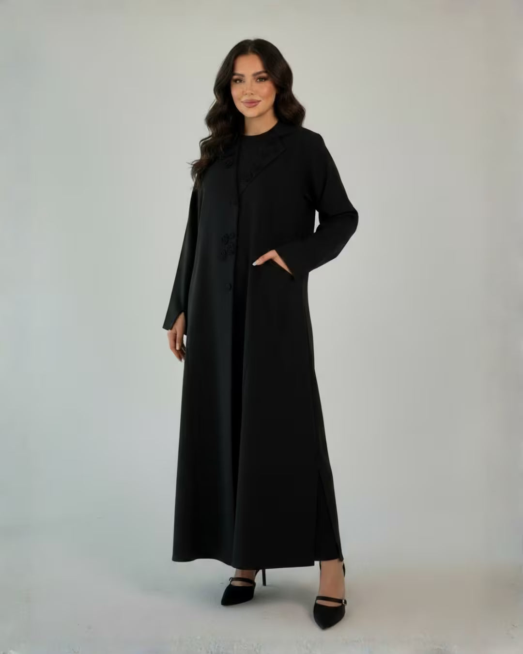 FEE Black Floral Appliqué Abaya