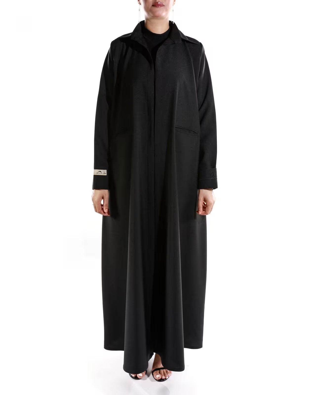 FEE A-Line Abaya with Asymmetrical Collar – Black Edition